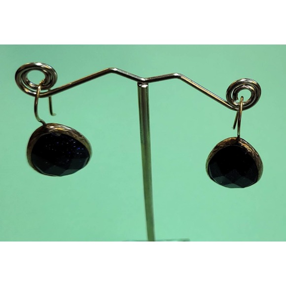 Vintage Gold Tone and Black Shimmer Earrings - Picture 5 of 10